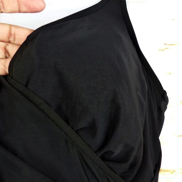 Miraclesuit Oceanus Swimsuit 18W Black One Piece Surplice Ruched 74488W $180 - Picture 8 of 15